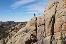 Climbers traverse a ridge at the Kennedy Mountain Campus